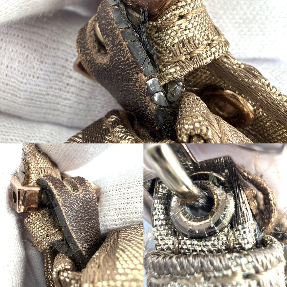 FENDI フェンディ ハンドバッグ ズッキーノ マンマバケット ミニ ポーチ キャンバス レザー ゴールド ピンクゴールド金具 レディース【中古品】