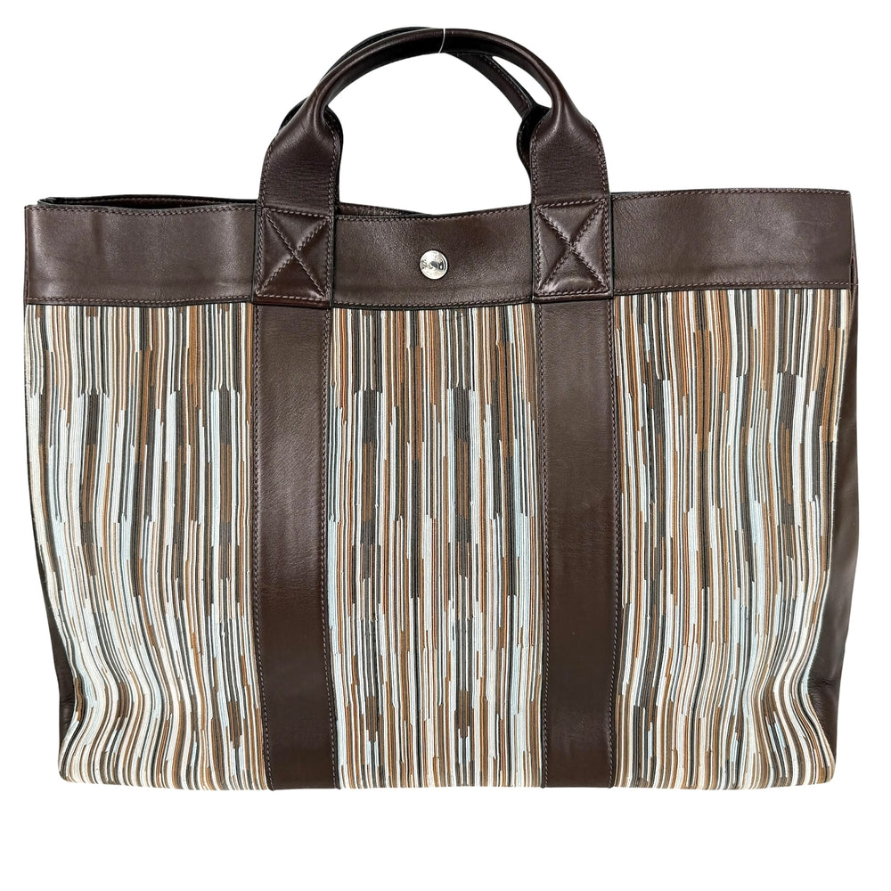 HERMES エルメス ハンドバッグ フールトゥMM ヴィブラート　 トートバッグ かばん 鞄 □E刻印 レザー ブラウン 茶 マルチカラー シルバー金具 メンズ 2001年【中古品】