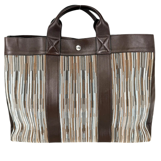 HERMES エルメス ハンドバッグ フールトゥMM ヴィブラート　 トートバッグ かばん 鞄 □E刻印 レザー ブラウン 茶 マルチカラー シルバー金具 メンズ 2001年【中古品】