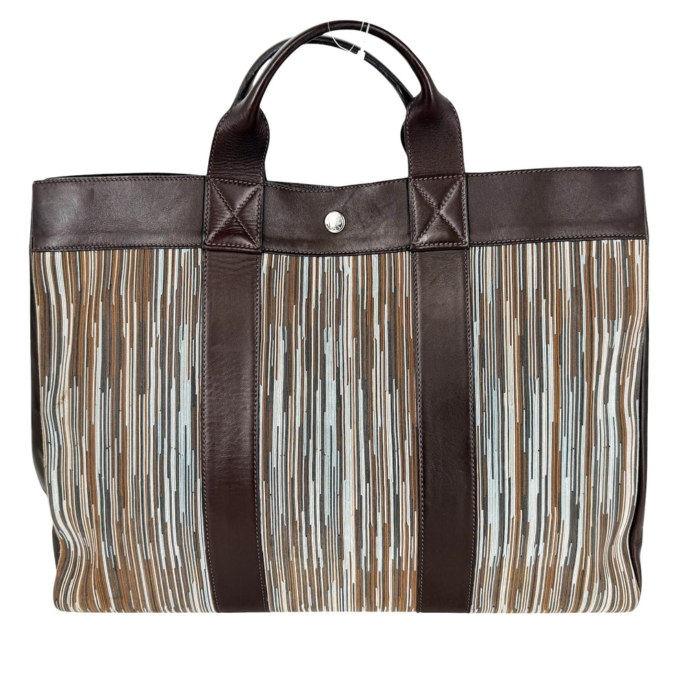 HERMES エルメス ハンドバッグ フールトゥMM ヴィブラート　 トートバッグ かばん 鞄 □E刻印 レザー ブラウン 茶 マルチカラー シルバー金具 メンズ 2001年【中古品】