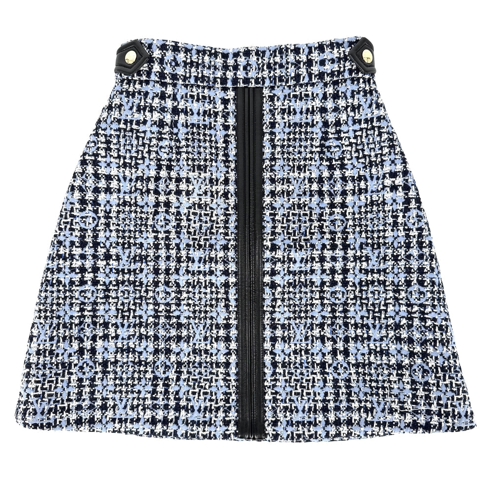 LOUIS VUITTON ルイヴィトン スカート ツイード アパレル 服 34 ネイビー 紺 ブルー 青 ゴールド金具 秋 冬 ウール レディース【中古品】