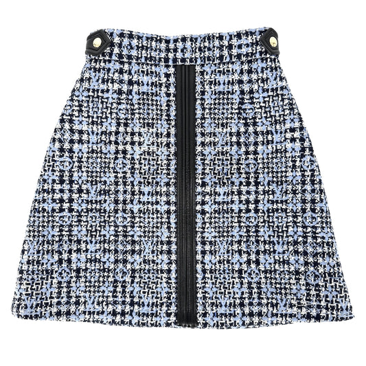 LOUIS VUITTON ルイヴィトン スカート ツイード アパレル 服 34 ネイビー 紺 ブルー 青 ゴールド金具 秋 冬 ウール レディース【中古品】