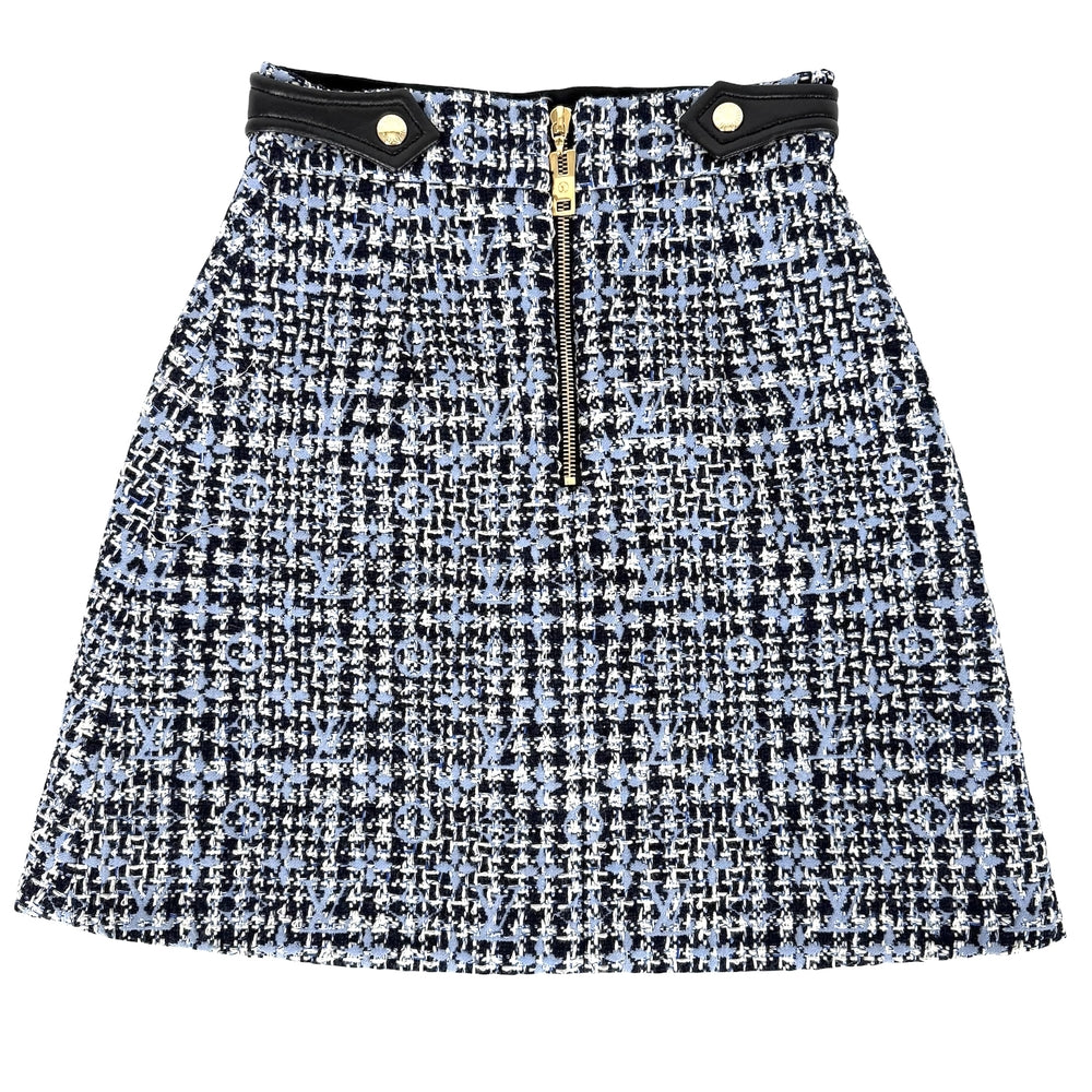 LOUIS VUITTON ルイヴィトン スカート ツイード アパレル 服 34 ネイビー 紺 ブルー 青 ゴールド金具 秋 冬 ウール レディース【中古品】