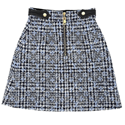 LOUIS VUITTON ルイヴィトン スカート ツイード アパレル 服 34 ネイビー 紺 ブルー 青 ゴールド金具 秋 冬 ウール レディース【中古品】
