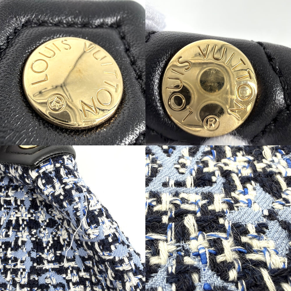 LOUIS VUITTON ルイヴィトン スカート ツイード アパレル 服 34 ネイビー 紺 ブルー 青 ゴールド金具 秋 冬 ウール レディース【中古品】