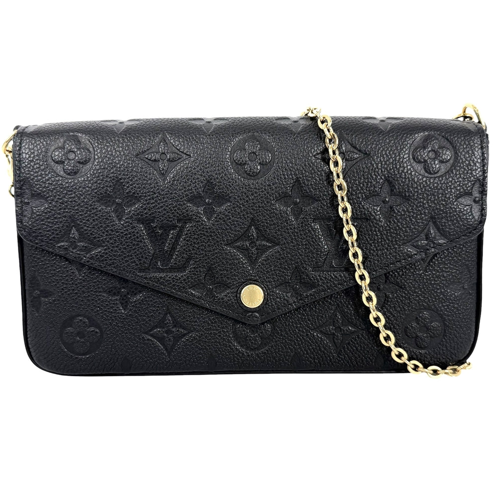 LOUIS VUITTON ルイヴィトン ショルダーバッグ モノグラムアンプラント ポシェットフェリシー チェーンウォレット M64064 レザー ブラック 黒 ゴールド金具 レディース【中古品】