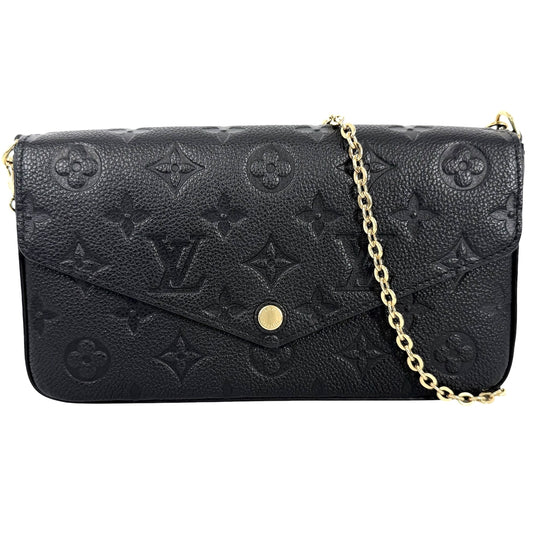 LOUIS VUITTON ルイヴィトン ショルダーバッグ モノグラムアンプラント ポシェットフェリシー チェーンウォレット M64064 レザー ブラック 黒 ゴールド金具 レディース【中古品】