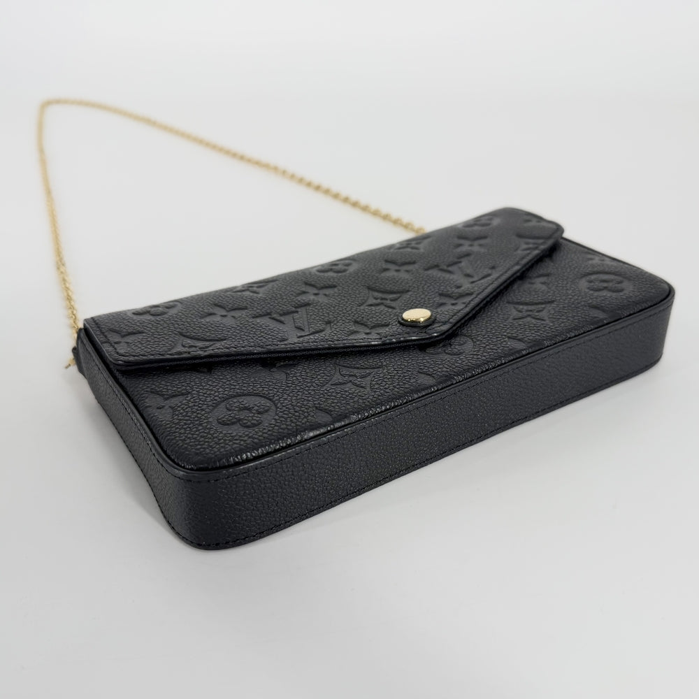 LOUIS VUITTON ルイヴィトン ショルダーバッグ モノグラムアンプラント ポシェットフェリシー チェーンウォレット M64064 レザー ブラック 黒 ゴールド金具 レディース【中古品】