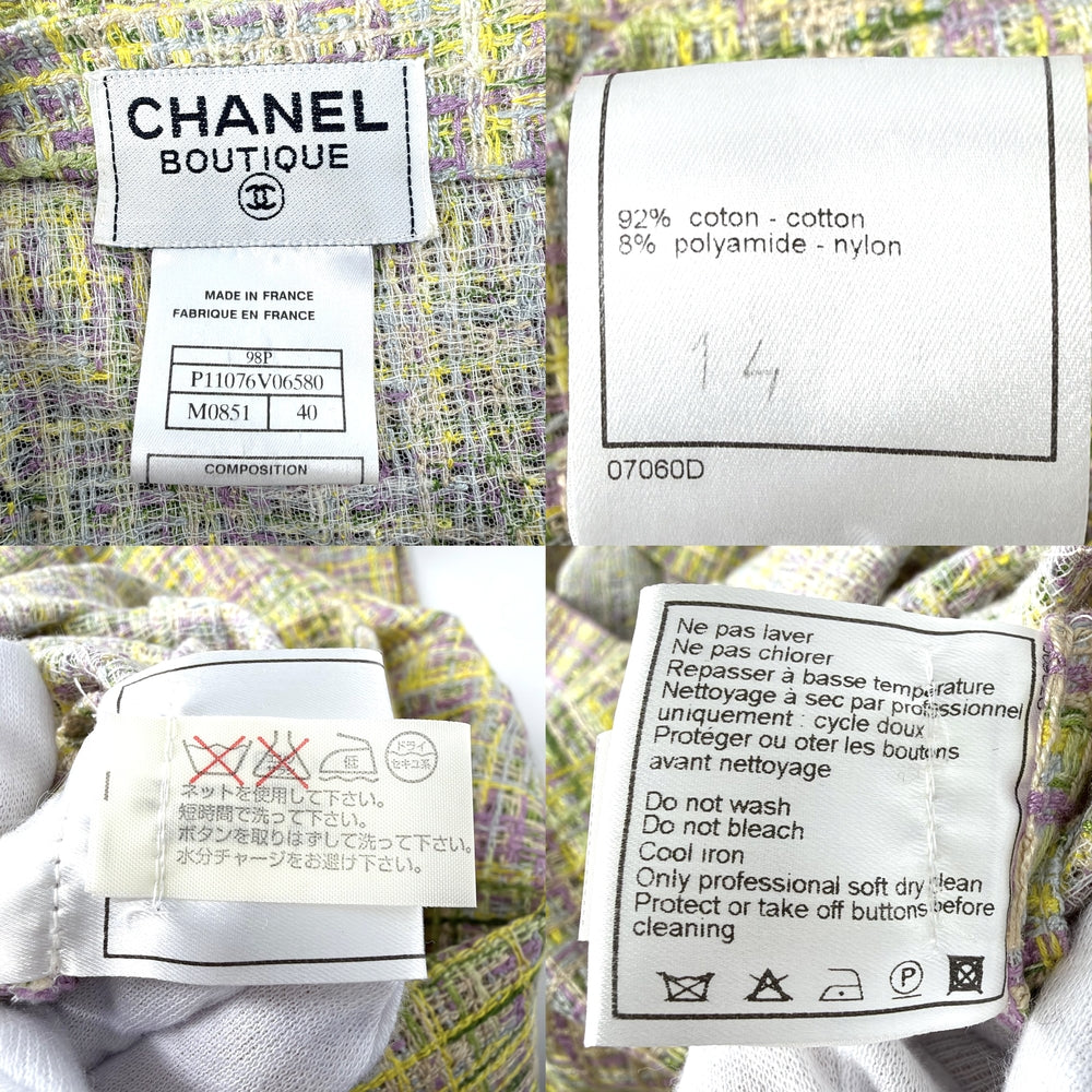 CHANEL シャネル ワンピース ノースリーブワンピース アパレル ツイード 服 ヴィンテージ 40 マルチカラー 春 夏 コットン ナイロン レディース 1998年【中古品】