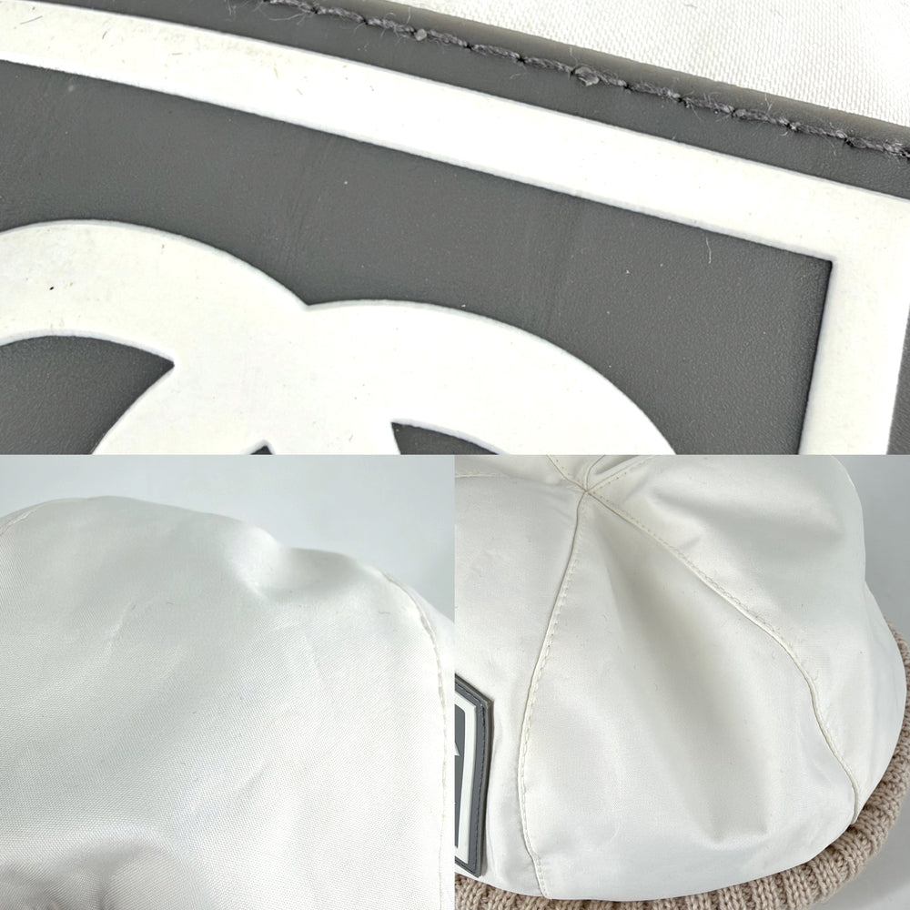 CHANEL シャネル ニットキャップ ココマーク ビーニー スポーツライン ニット帽 ファッションアイテム アパレル 冬 ポリエステル ウール ホワイト 白 ベージュ レディース【中古品】