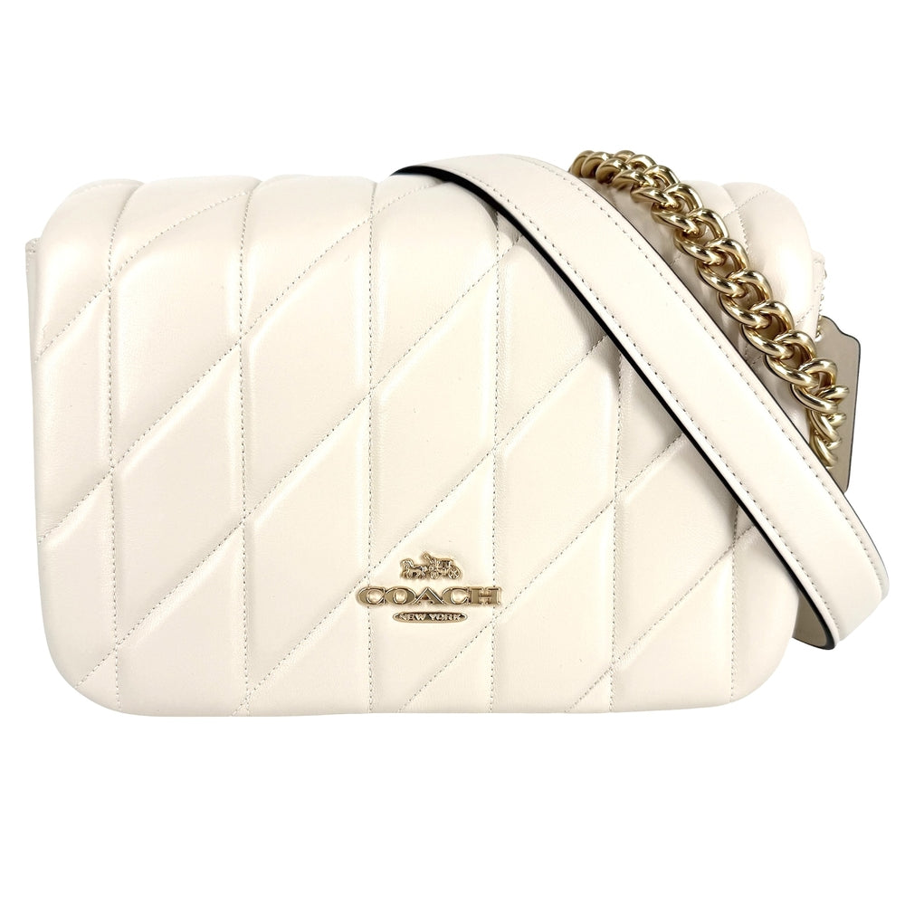 COACH コーチ 2WAY クイン バッグ キルティング ハンドバッグ ショルダーバッグ CY663 レザー ホワイト 白 ゴールド金具 レディース【中古品】