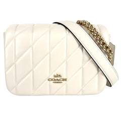 COACH コーチ 2WAY クイン バッグ キルティング ハンドバッグ ショルダーバッグ CY663 レザー ホワイト 白 ゴールド金具 レディース【中古品】