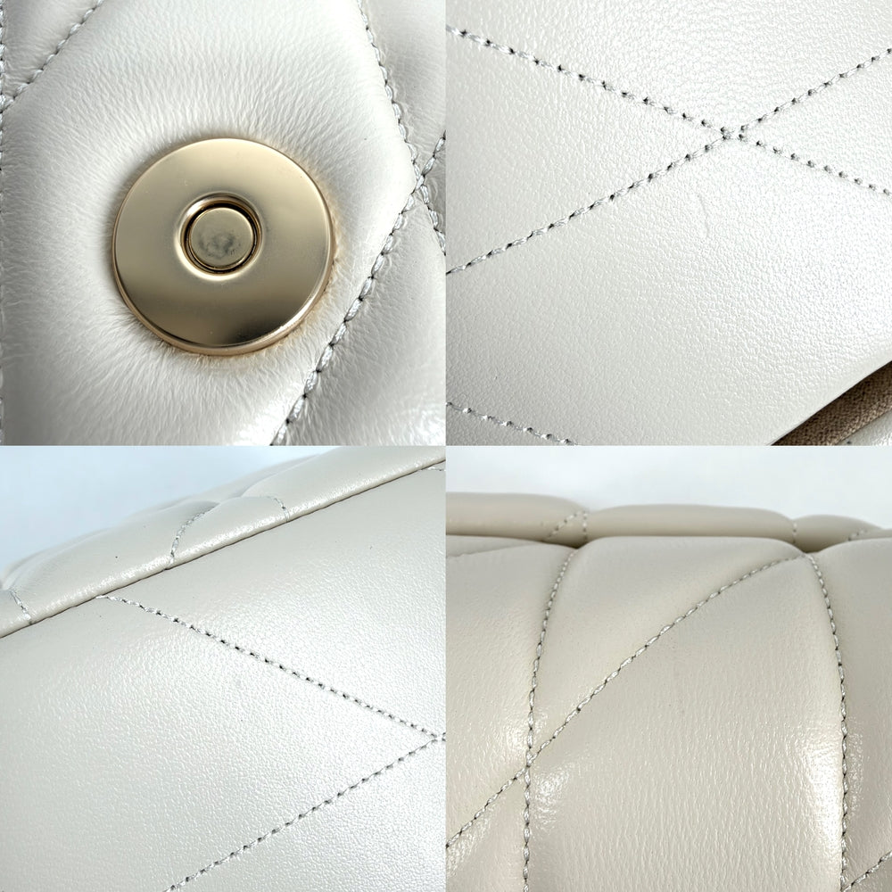 COACH コーチ 2WAY クイン バッグ キルティング ハンドバッグ ショルダーバッグ CY663 レザー ホワイト 白 ゴールド金具 レディース【中古品】