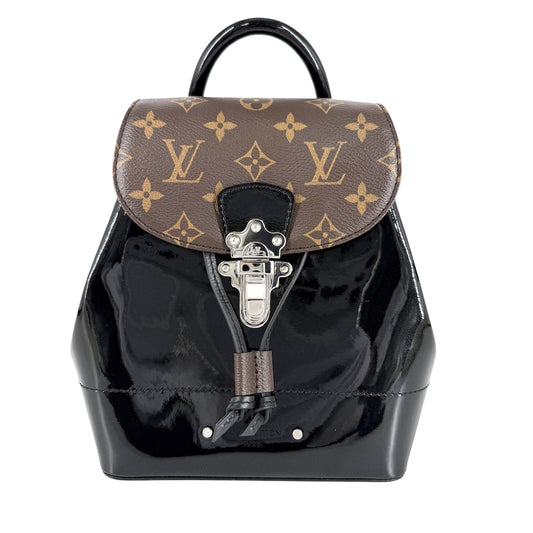 LOUIS VUITTON ルイヴィトン リュック ホットスプリング バックパック かばん 鞄 M55769 ヴェルニ モノグラム ブラウン 茶 ブラック 黒 シルバー金具 レディース【中古品】