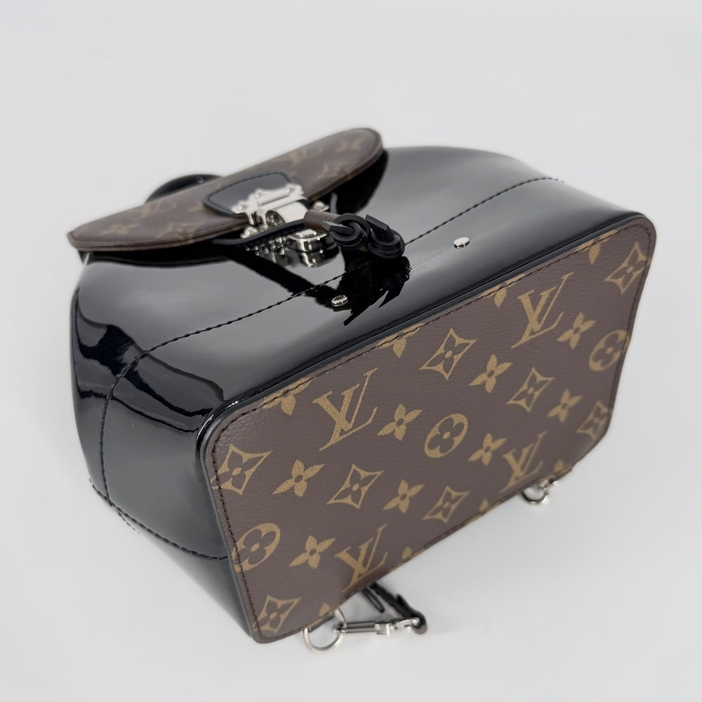 LOUIS VUITTON ルイヴィトン リュック ホットスプリング バックパック かばん 鞄 M55769 ヴェルニ モノグラム ブラウン 茶 ブラック 黒 シルバー金具 レディース【中古品】