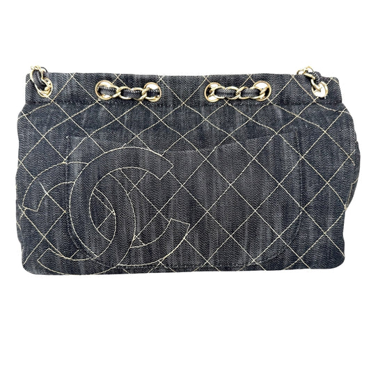 CHANEL シャネル ショルダーバッグ チェーンショルダー ココマーク ココ デニム ネイビー 紺 ゴールド金具 レディース【中古品】