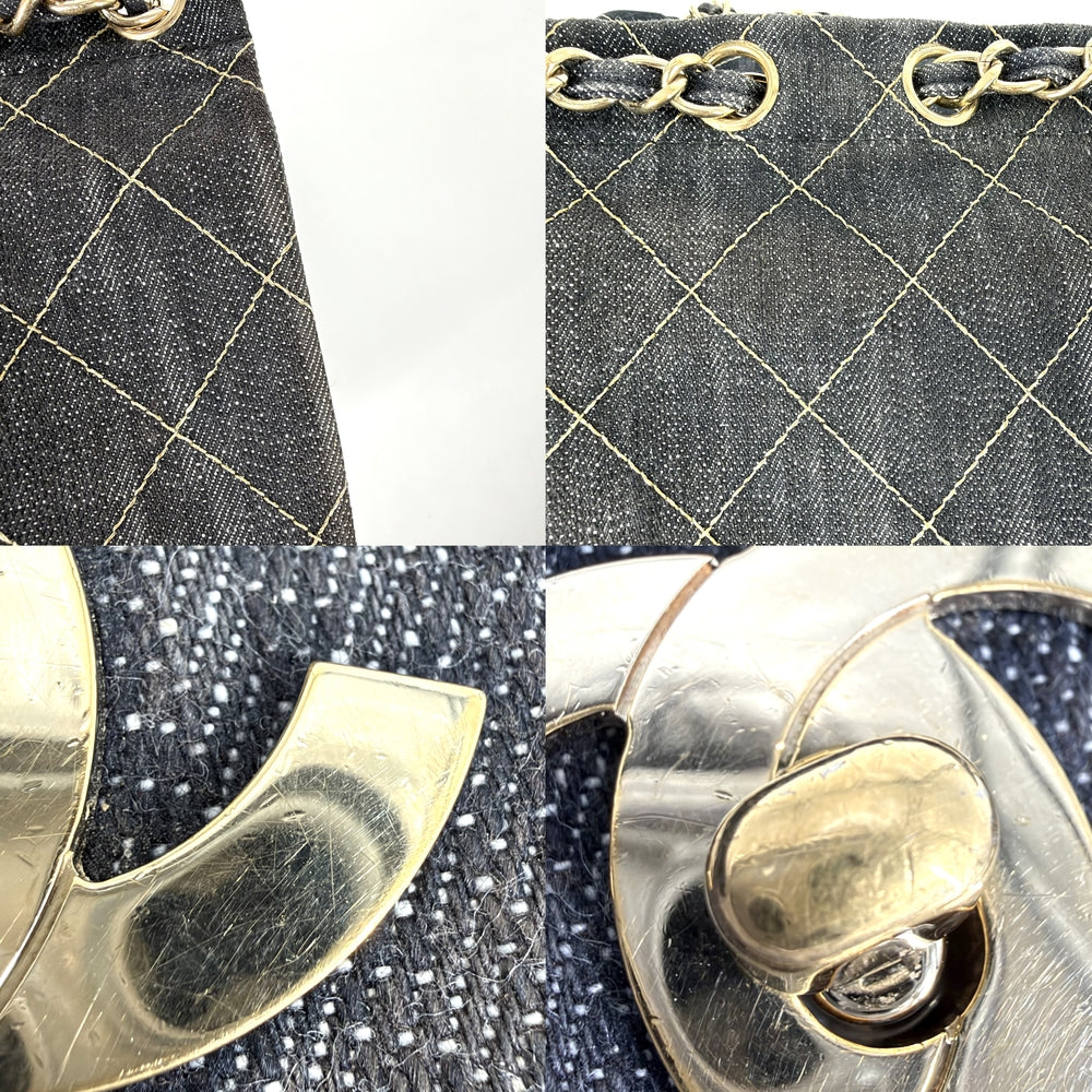 CHANEL シャネル ショルダーバッグ チェーンショルダー ココマーク ココ デニム ネイビー 紺 ゴールド金具 レディース【中古品】