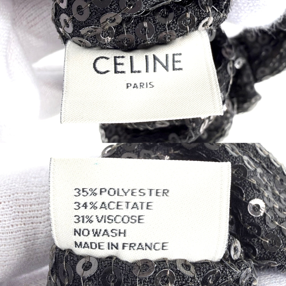 CELINE セリーヌ ヘアアクセサリー スパンコール シュシュ トリオンフ オールシーズン ポリエステル アセテート ビスコース ブラック 黒 レディース【中古品】