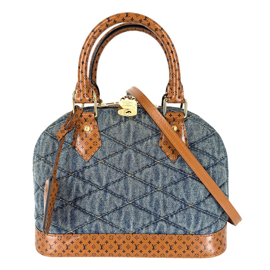 LOUIS VUITTON ルイヴィトン 2WAY マルタージュ アルマBB ハンドバッグ ショルダーバッグ モノグラム M55048 デニム レザー ブルー 青 ブラウン 茶 ゴールド金具 レディース【中古品】