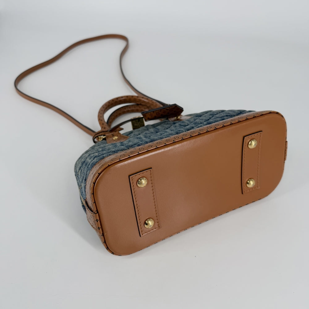 LOUIS VUITTON ルイヴィトン 2WAY マルタージュ アルマBB ハンドバッグ ショルダーバッグ モノグラム M55048 デニム レザー ブルー 青 ブラウン 茶 ゴールド金具 レディース【中古品】