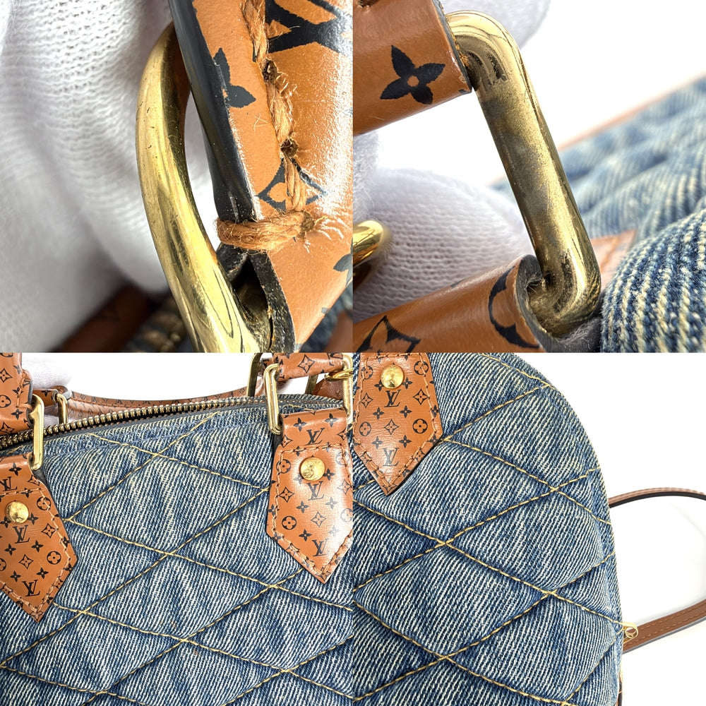 LOUIS VUITTON ルイヴィトン 2WAY マルタージュ アルマBB ハンドバッグ ショルダーバッグ モノグラム M55048 デニム レザー ブルー 青 ブラウン 茶 ゴールド金具 レディース【中古品】