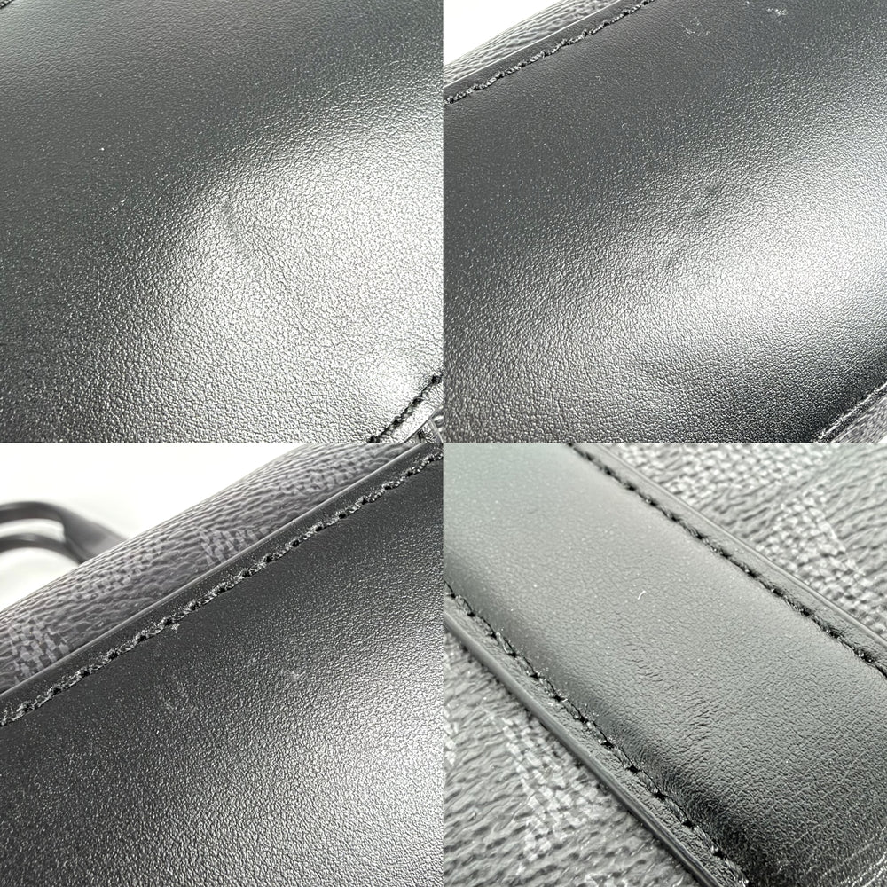 COACH コーチ 2WAY メトロポリタンポートフォリオ ショルダーバッグ ハンドバッグ ビジネスバッグ PVC レザー ブラック 黒 グレー シルバー金具 メンズ【中古品】