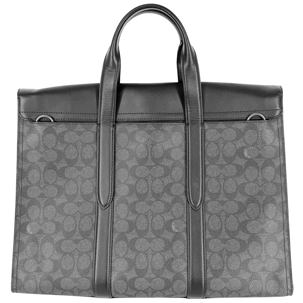 COACH コーチ 2WAY メトロポリタンポートフォリオ ショルダーバッグ ハンドバッグ ビジネスバッグ PVC レザー ブラック 黒 グレー シルバー金具 メンズ【中古品】