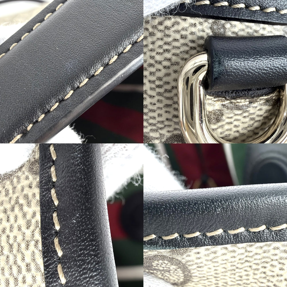 GUCCI グッチ トートバッグ GGエンブレム ミディアム バケットバッグ ハンドバッグ 815103 GGスプリームキャンバス レザー ベージュ ブラック 黒 ゴールド金具 レディース【中古品】