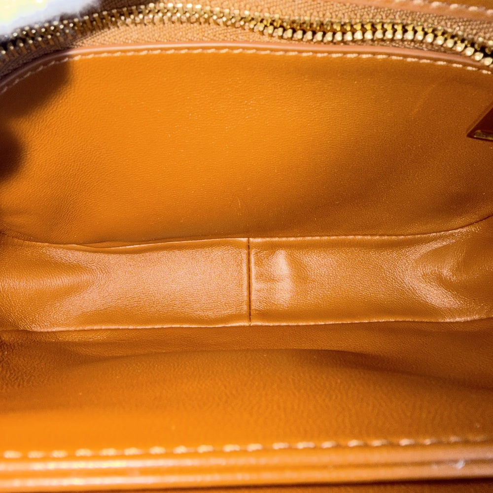 CELINE セリーヌ ショルダーバッグ ティーントリオンフ キャンバス レザー ベージュ ブラウン 茶 ゴールド金具 レディース【中古品】