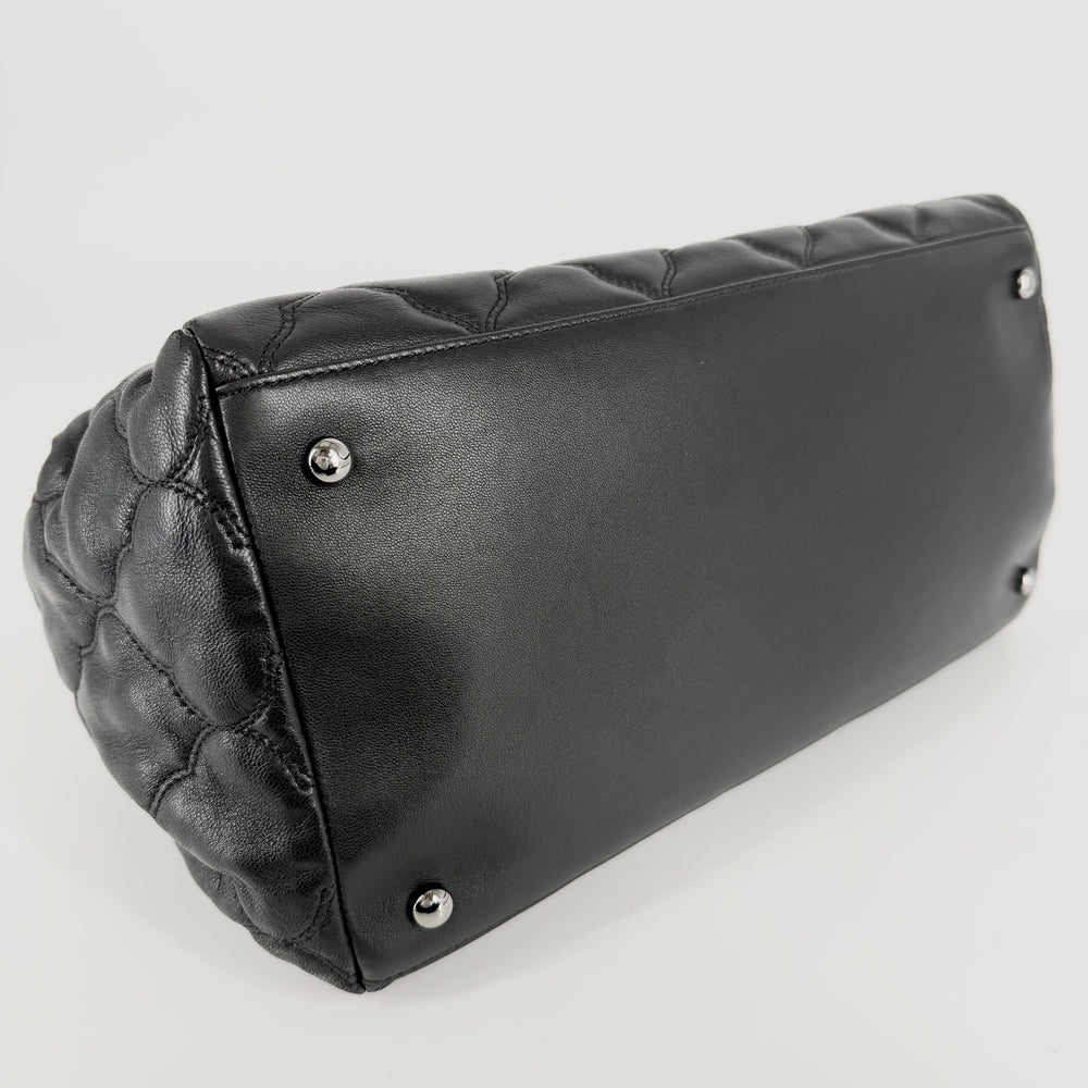 CHANEL シャネル ハンドバッグ ココマーク ショルダーバッグ レザー ブラック 黒 シルバー金具 レディース【中古品】