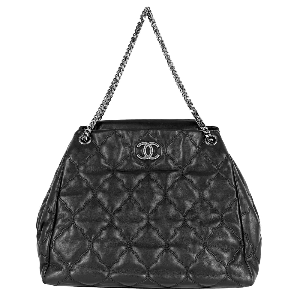 CHANEL シャネル ハンドバッグ ココマーク ショルダーバッグ レザー ブラック 黒 シルバー金具 レディース【中古品】