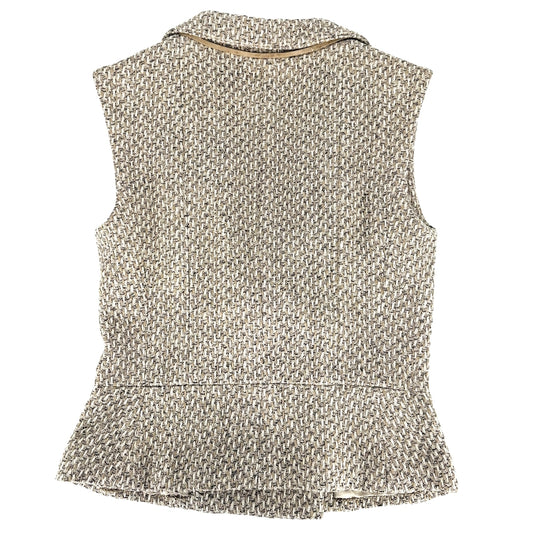 CHANEL シャネル ベスト ノースリーブ アウター ツイード 服 古着 アパレル 38 ベージュ 春 秋 シルク ウール アクリル ナイロン レディース【中古品】