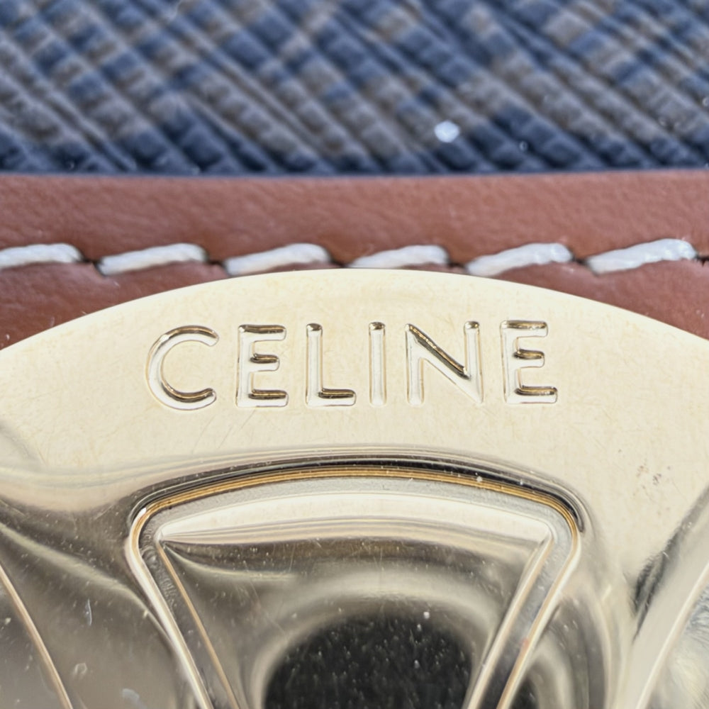 CELINE セリーヌ ショルダーバッグ ティーン トリオンフ PVC レザー ブラウン 茶 ゴールド金具 レディース【中古品】