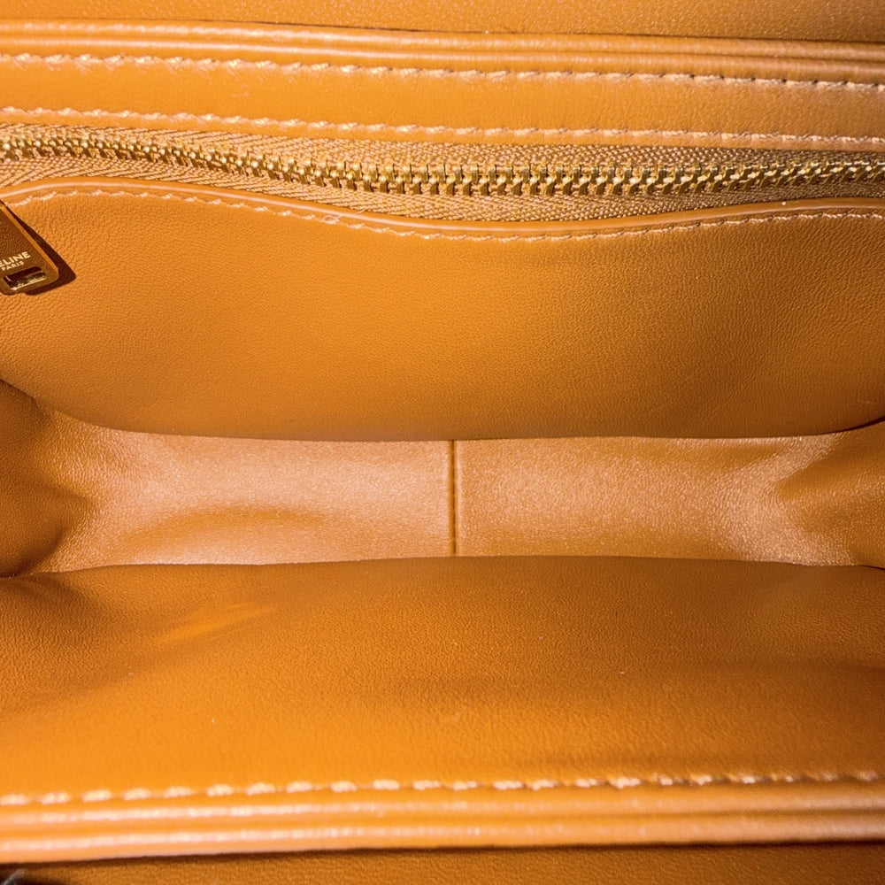 CELINE セリーヌ ショルダーバッグ ティーン トリオンフ PVC レザー ブラウン 茶 ゴールド金具 レディース【中古品】