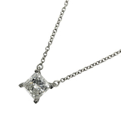 TIFFANY&Co. ティファニー ネックレス スクエア ペンダント ジュエリー アクセサリー Pt950プラチナ ダイヤモンド0.78ct レディース 約2.8g【中古品】