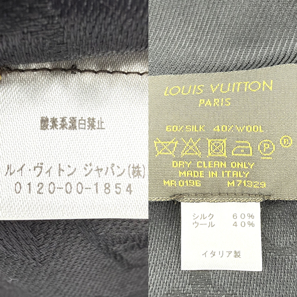 LOUIS VUITTON ルイヴィトン マフラー ショール・モノグラム ストール Ｍ71329 秋 冬 シルク ウール ブラック 黒 レディース【中古品】