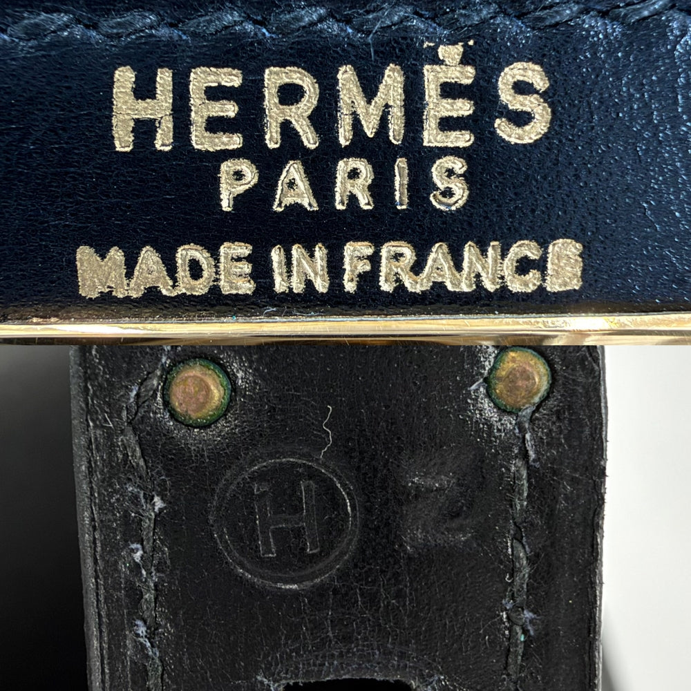 HERMES エルメス ハンドバッグ ケリー28 外縫い 〇H刻印 ボックスカーフ ブラック 黒 ゴールド金具 レディース 1978年【中古品】