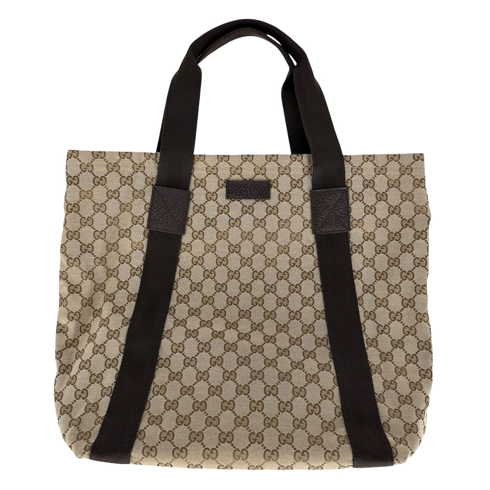 GUCCI グッチ トートバッグ ハンドバッグ 鞄 かばん 189669 GGキャンバス レザー ベージュ ブラウン 茶 シルバー金具 レディース【中古品】