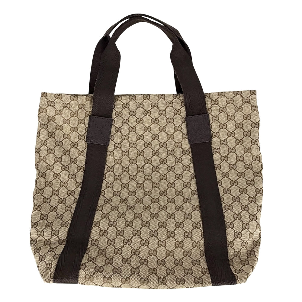 GUCCI グッチ トートバッグ ハンドバッグ 鞄 かばん 189669 GGキャンバス レザー ベージュ ブラウン 茶 シルバー金具 レディース【中古品】