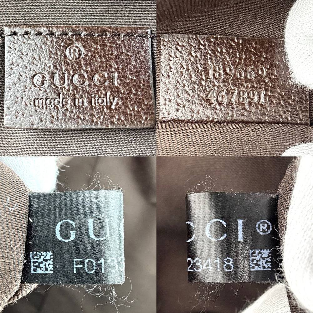 GUCCI グッチ トートバッグ ハンドバッグ 鞄 かばん 189669 GGキャンバス レザー ベージュ ブラウン 茶 シルバー金具 レディース【中古品】