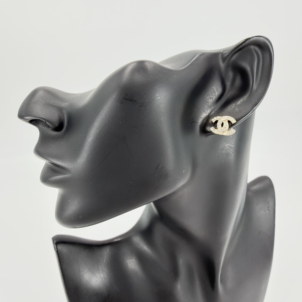 CHANEL シャネル ピアス ココマーク ラインストーン アクセサリー GP ラインストーン C22V レディース 約2.8g 2022年【中古品】