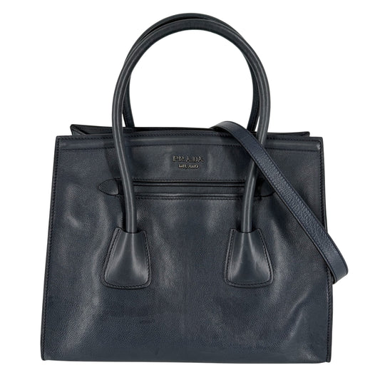 PRADA プラダ 2WAY トートバッグ ショルダーバッグ カーフ ブルーグレー シルバー金具 レディース【中古品】