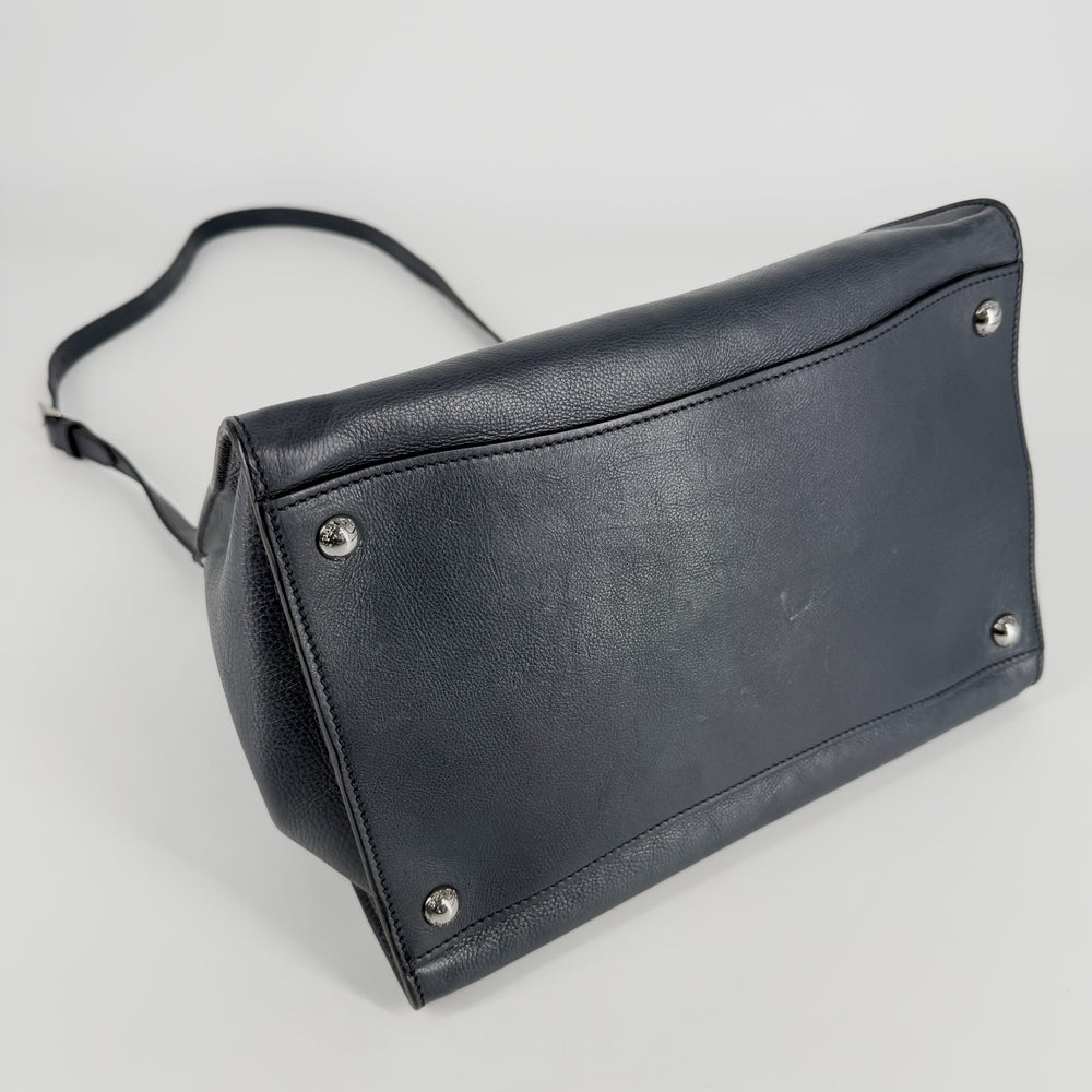 PRADA プラダ 2WAY トートバッグ ショルダーバッグ カーフ ブルーグレー シルバー金具 レディース【中古品】
