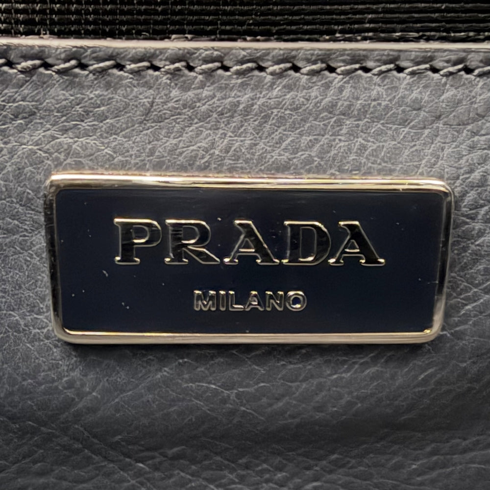 PRADA プラダ 2WAY トートバッグ ショルダーバッグ カーフ ブルーグレー シルバー金具 レディース【中古品】