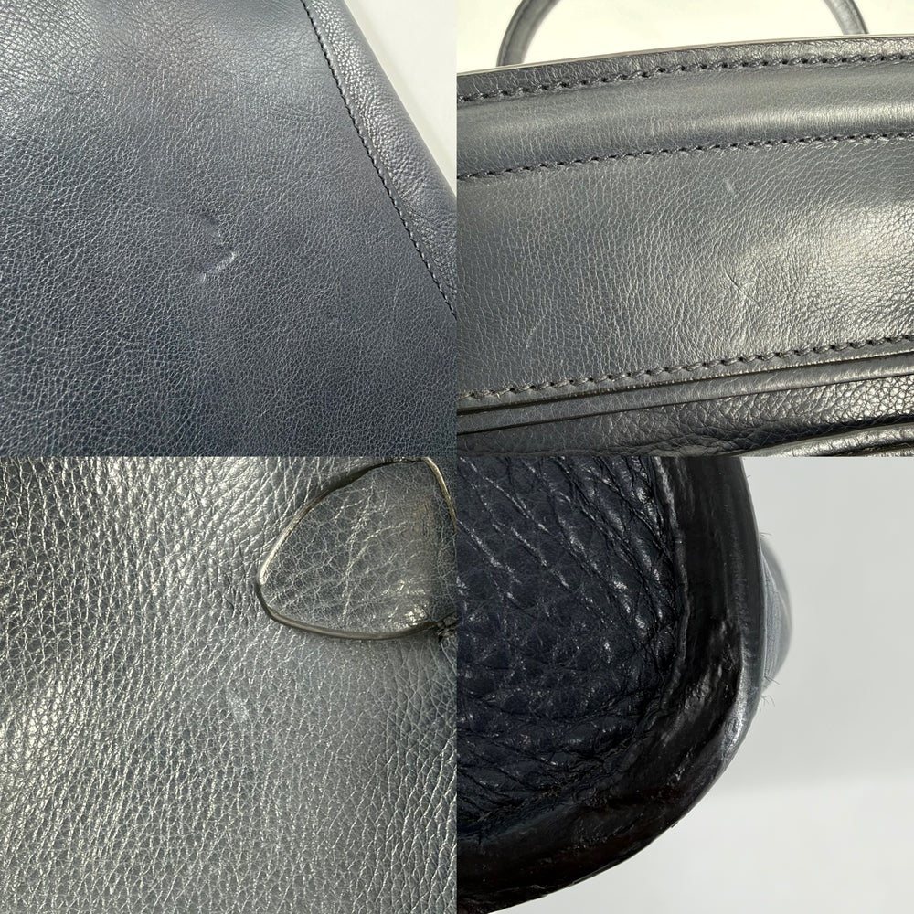 PRADA プラダ 2WAY トートバッグ ショルダーバッグ カーフ ブルーグレー シルバー金具 レディース【中古品】