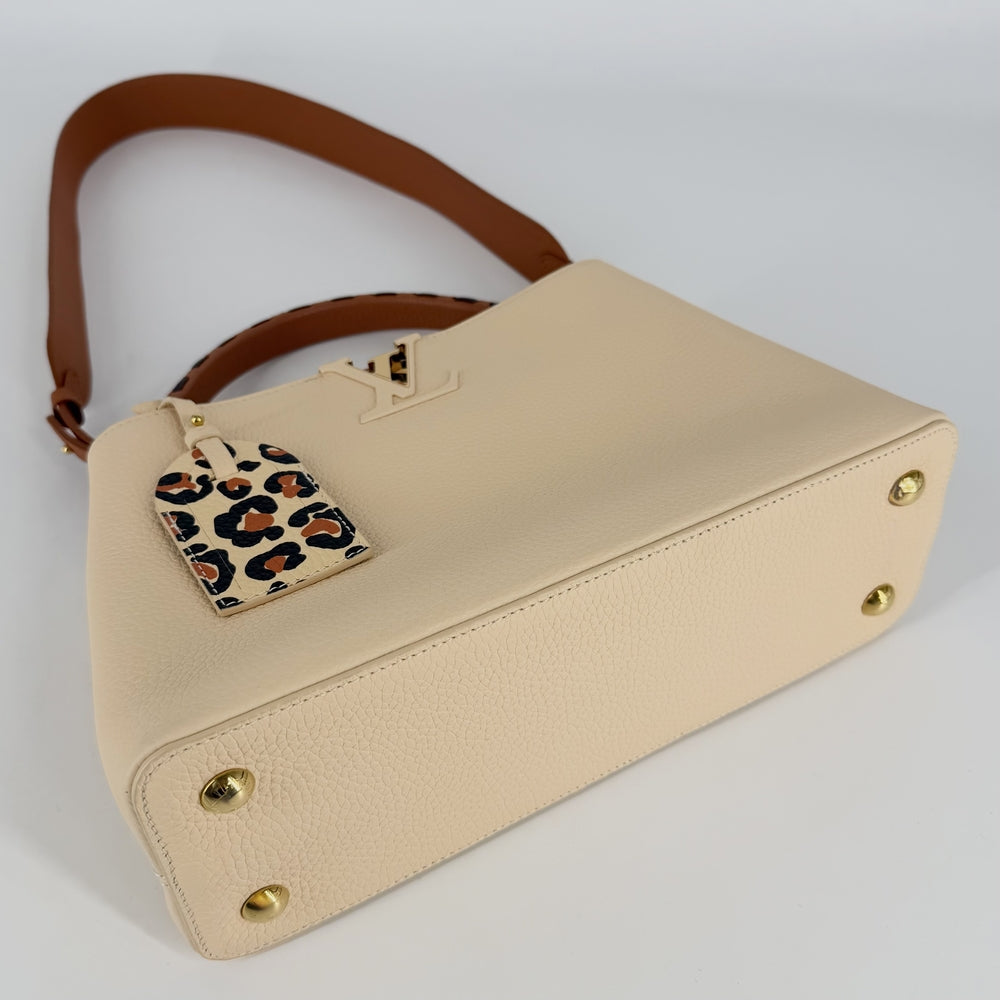 LOUIS VUITTON ルイヴィトン 2WAY カプシーヌMM ハンドバッグ ワイルドアットハート ショルダーバッグ M58575 レザー ベージュ ブラウン 茶 ゴールド金具 レディース【中古品】