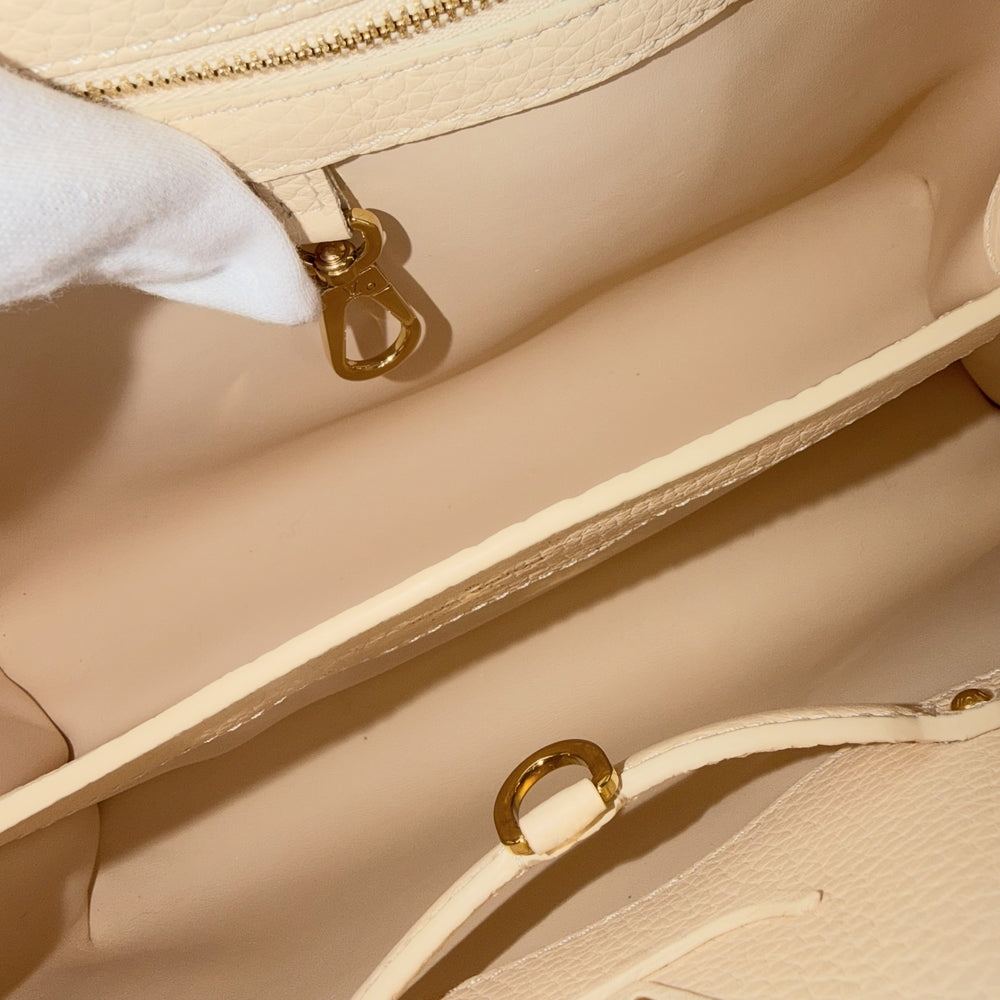 LOUIS VUITTON ルイヴィトン 2WAY カプシーヌMM ハンドバッグ ワイルドアットハート ショルダーバッグ M58575 レザー ベージュ ブラウン 茶 ゴールド金具 レディース【中古品】