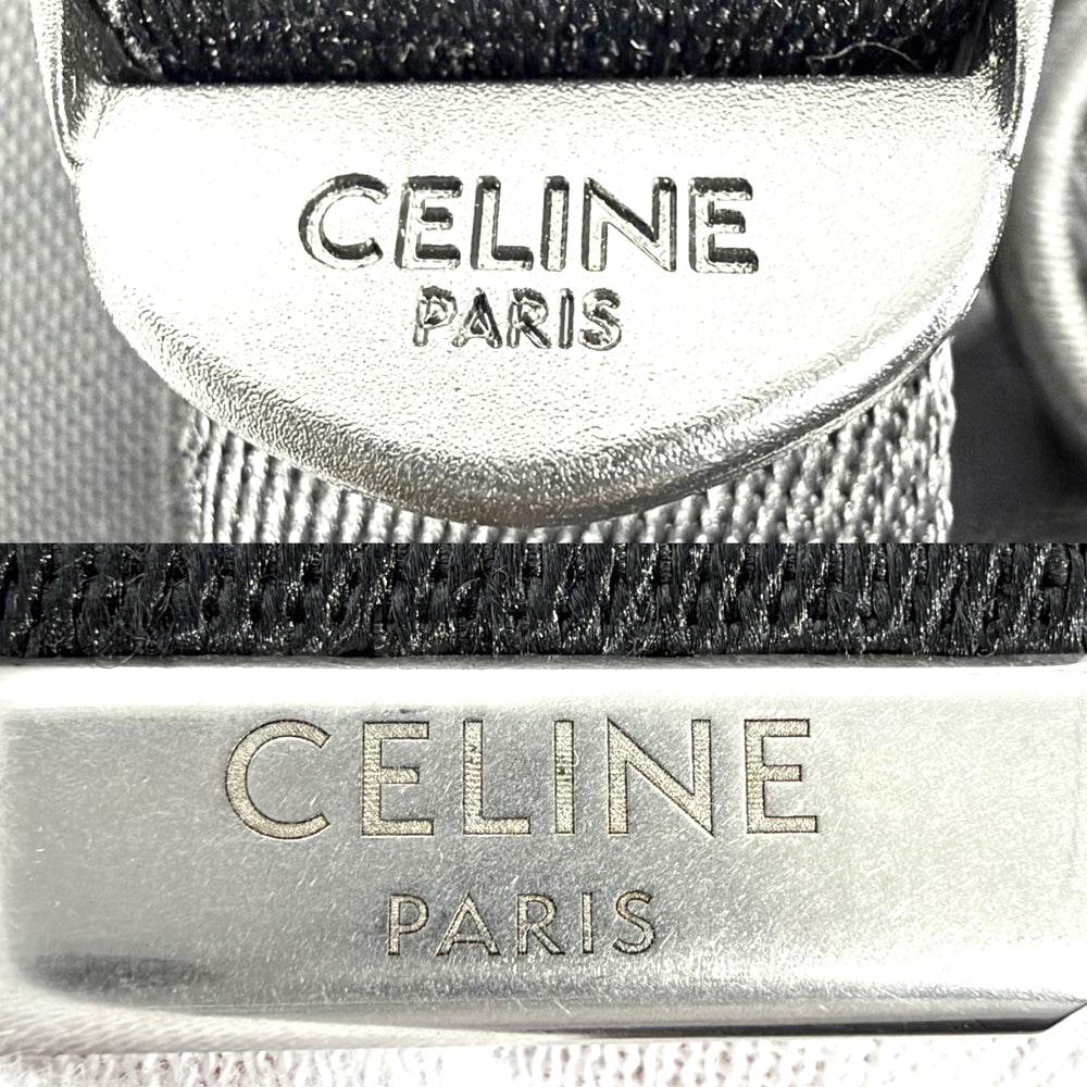 CELINE セリーヌ ショルダーバッグ ボディバッグ ロゴプリント ナイロン ブラック 黒 シルバー金具 レディース【中古品】