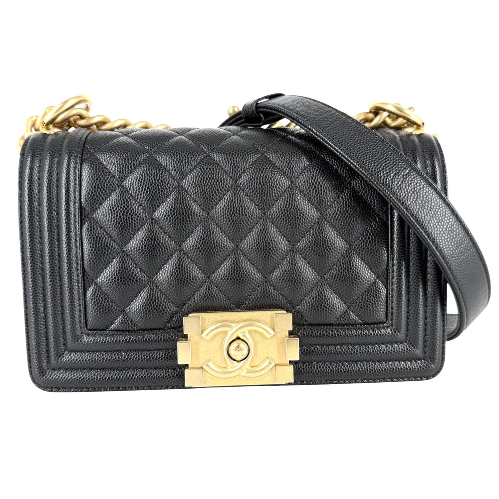 CHANEL シャネル ショルダーバッグ マトラッセ ボーイシャネル ココマーク キャビアスキン キャビアスキン ブラック 黒 ゴールド金具 レディース【中古品】