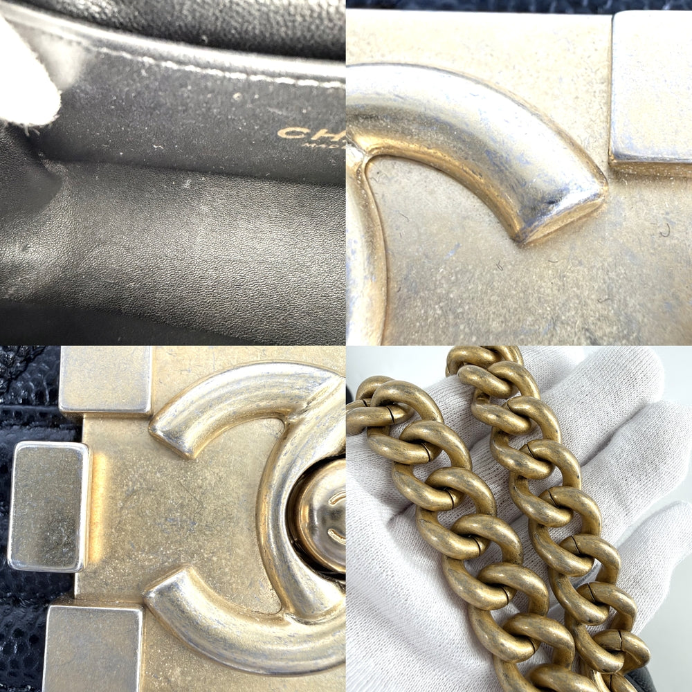 CHANEL シャネル ショルダーバッグ マトラッセ ボーイシャネル ココマーク キャビアスキン キャビアスキン ブラック 黒 ゴールド金具 レディース【中古品】